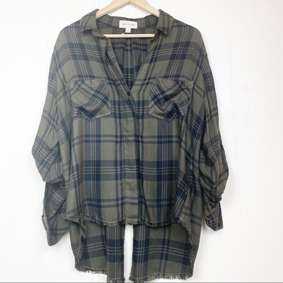 Anthropologie Tops - Anthropologie | cloth & stone olive plaid shirt